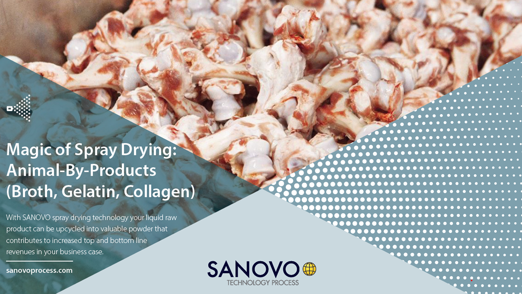 Spray drying animal by-products such as bones, skins, and tendons into powders – SANOVO TECHNOLOGY PROCESS