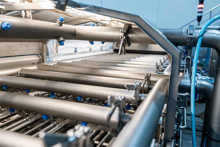 Close-up of rollers inside the SANOVO Cook2Peel Pro Peeler.