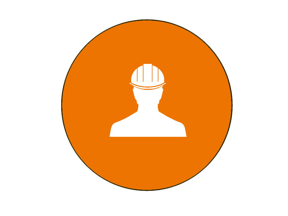 Safety symbol showing operator protection around automated egg transfer equipment.