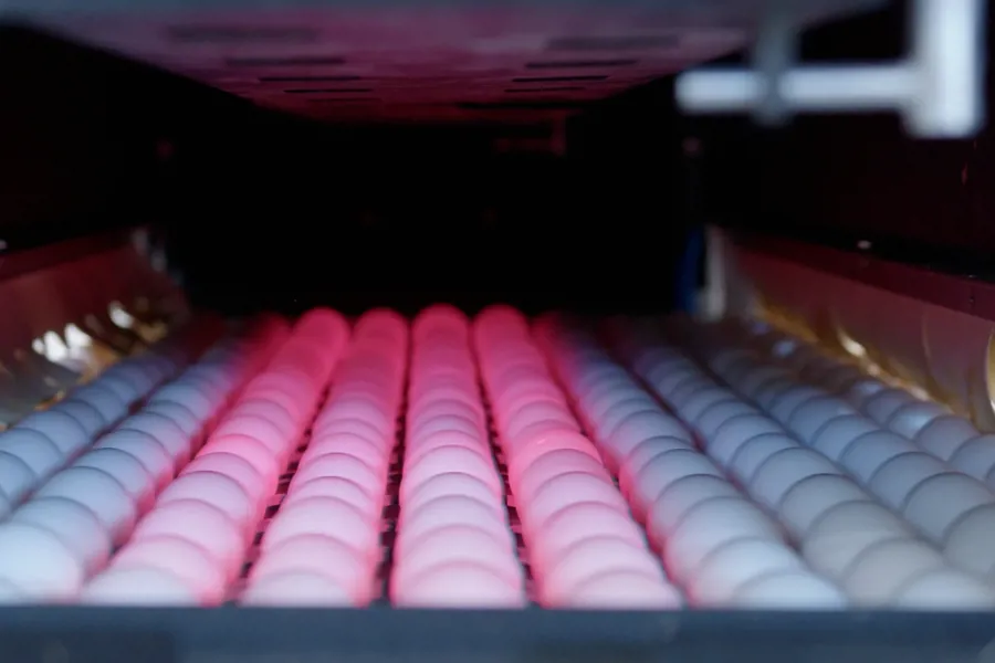 VisionAI cameras used for vision weighing of eggs in egg grading.