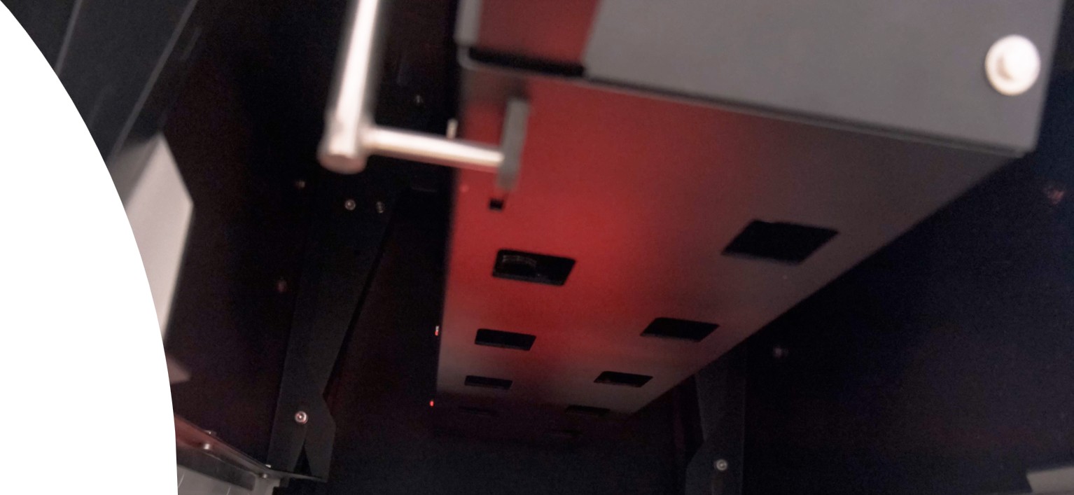 Close-up of cameras on VisionAI used for vision weighing and crack and leak detection.