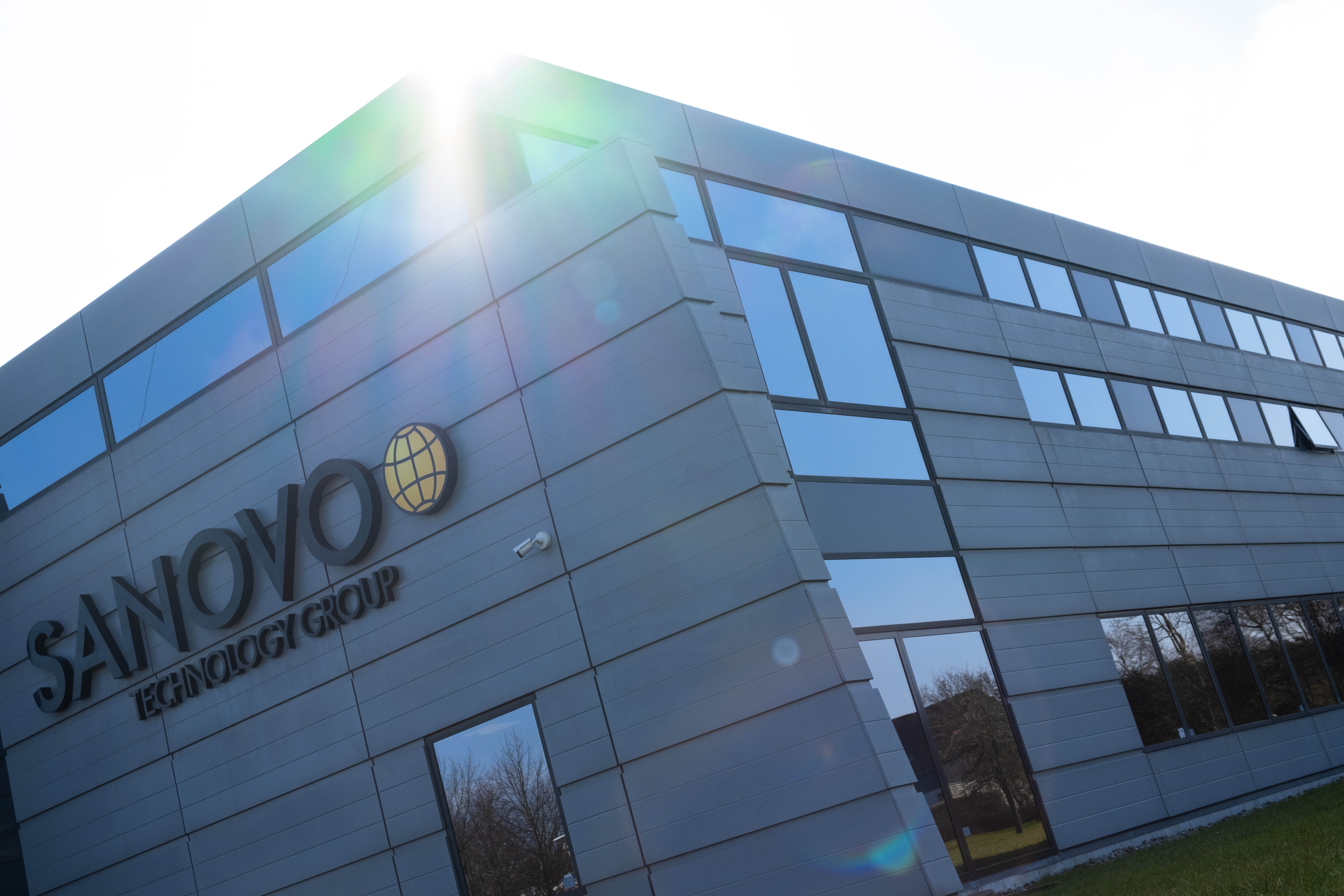 Close-up view of SANOVO TECHNOLOGY GROUP headquarters in Denmark, specialist in innovative egg processing equipment.