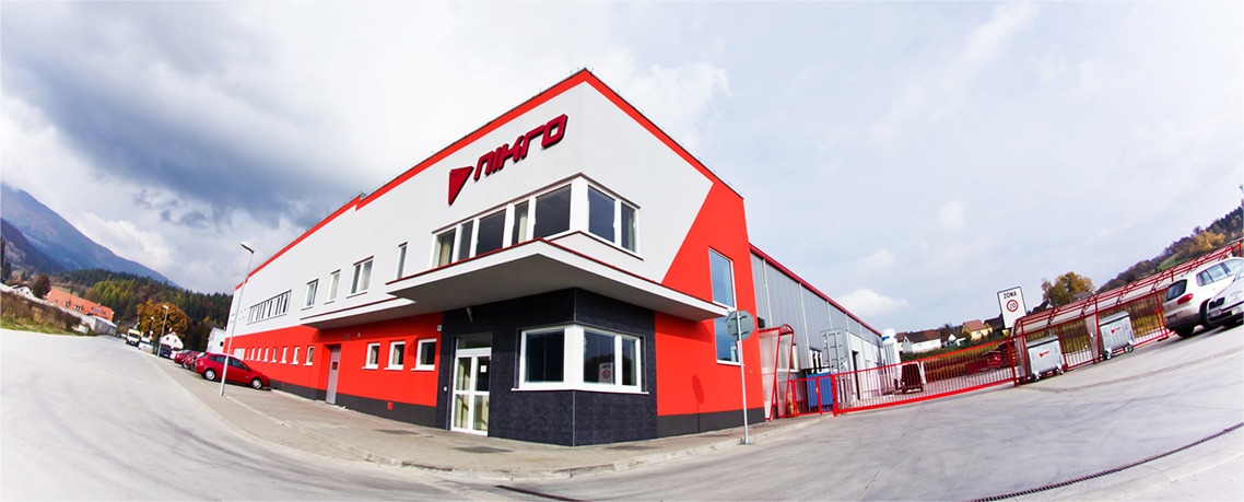 Front view of SANOVO TECHNOLOGY NIKRO factory in Dolný Kubín, Slovakia, main sub-supplier of stainless steel components for egg processing equipment.