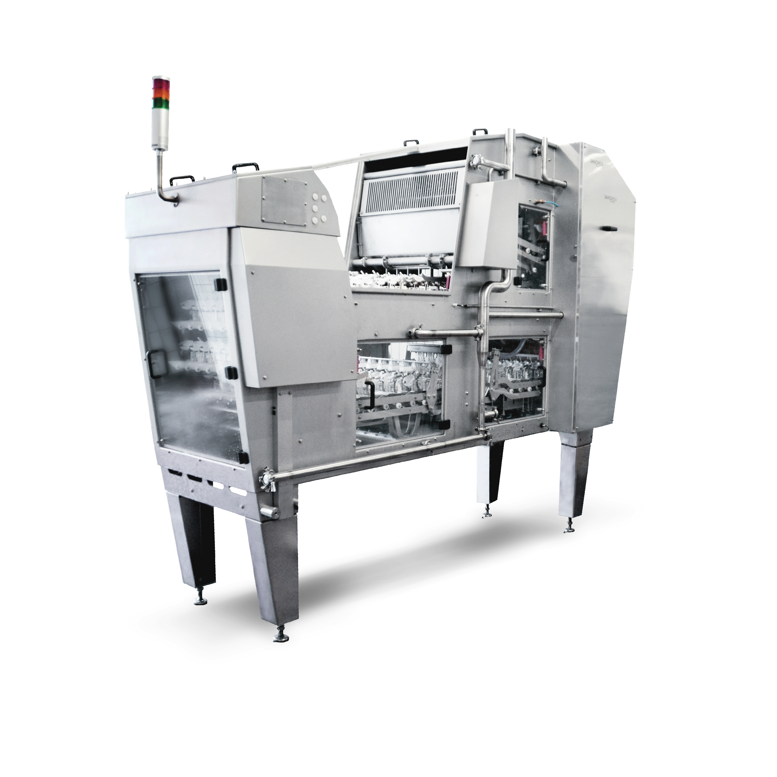 Side view of the SANOVO OptiBreaker Basic 5 egg breaking machine. 