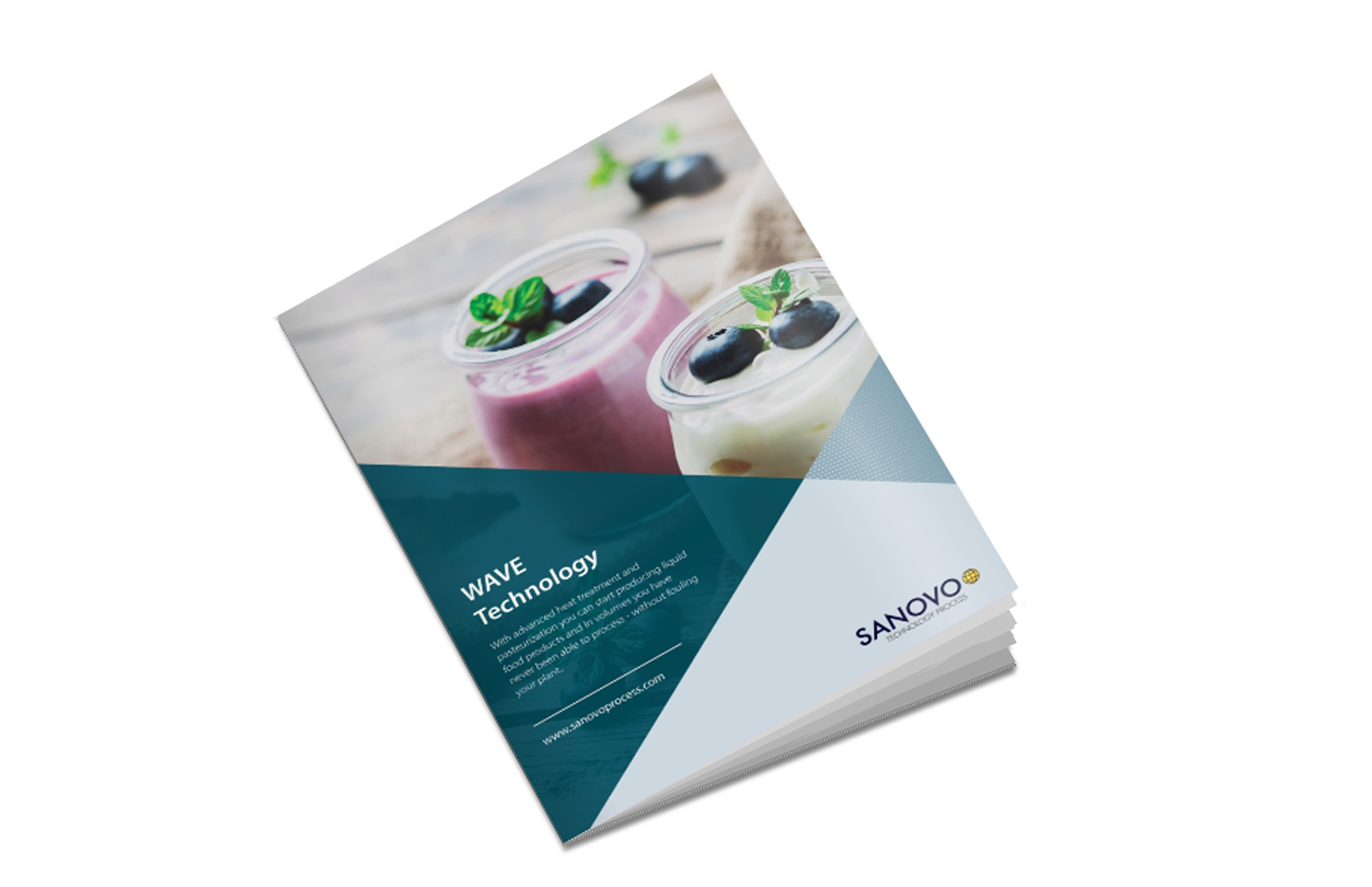 SANOVO TECHNOLOGY PROCESS brochure featuring WAVE Technology for pasteurization and heat treatment.