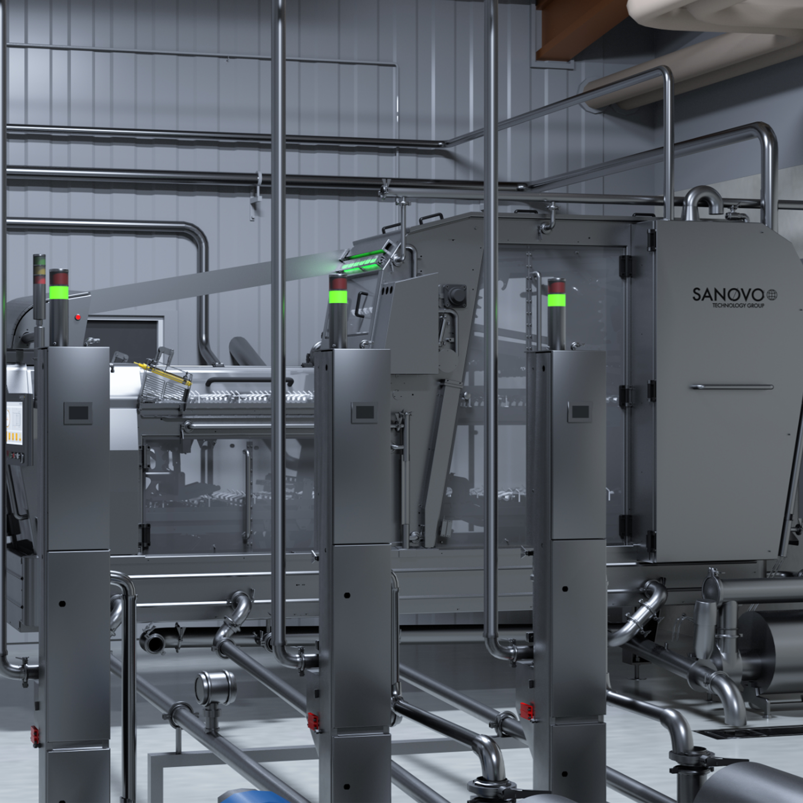 SANOVO BreakerPro 6 egg breaker machine in automated egg processing line.