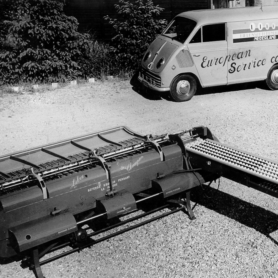 Historic image of an old egg grading machine