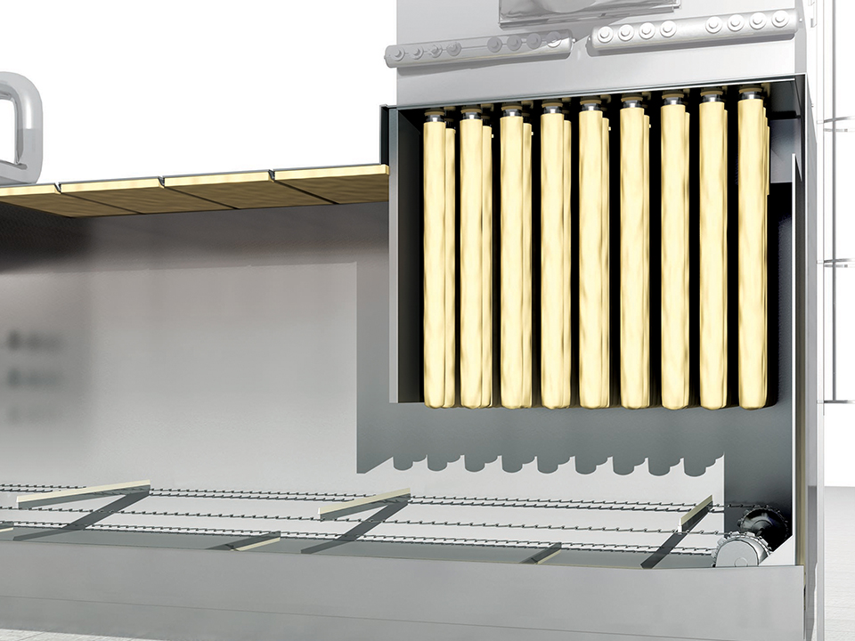 3D image of integrated bag filter inside the SANOVO Spray Dryer for liquid-to-powder processing.