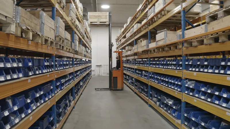 Spare parts warehouse at SANOVO TECHNOLOGY GROUP.