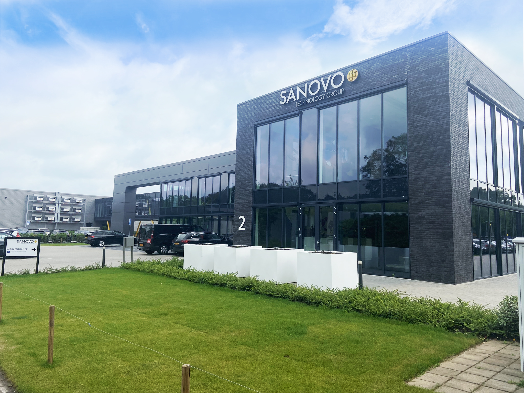 Front view of SANOVO TECHNOLOGY NETHERLANDS production unit and competence center for grading and packing machines for the egg processing industry.