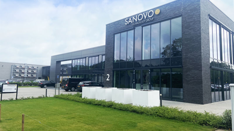 Front view of SANOVO TECHNOLOGY NETHERLANDS production unit and competence center for grading and packing machines for the egg processing industry.