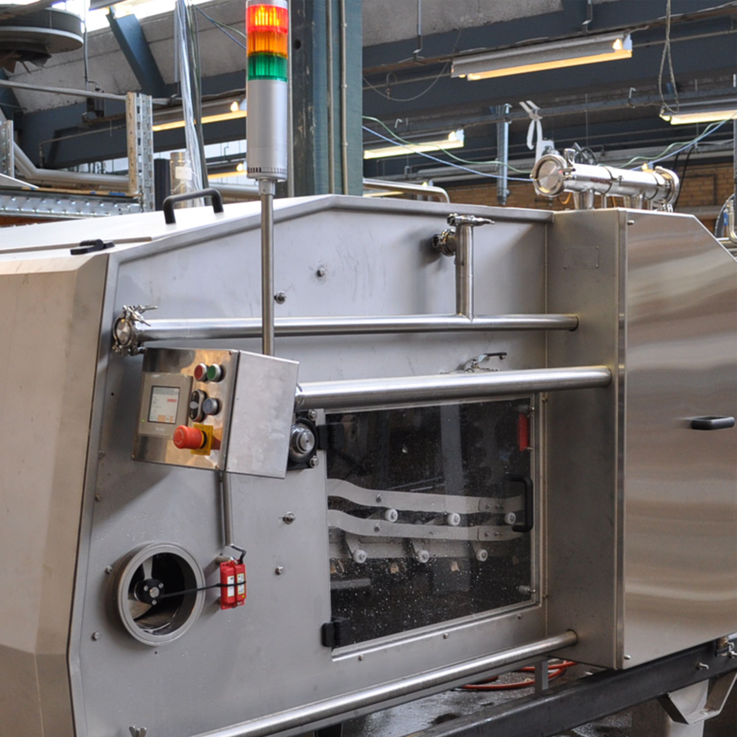 SANOVO OptiBreaker Compact 12 with control panel and inspection window for egg processing.