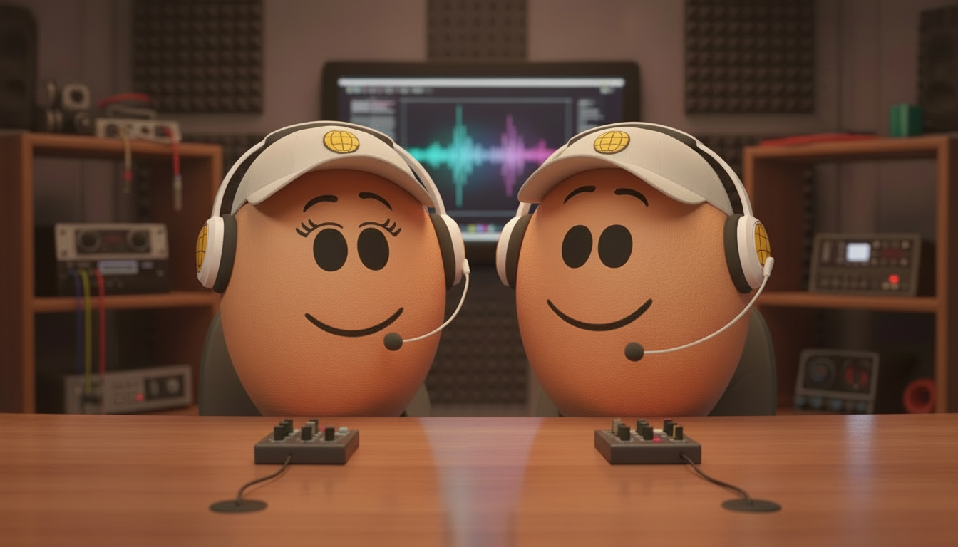 Megg and Gregg hosts of the SANOVO Eggsplain It Podcast. 