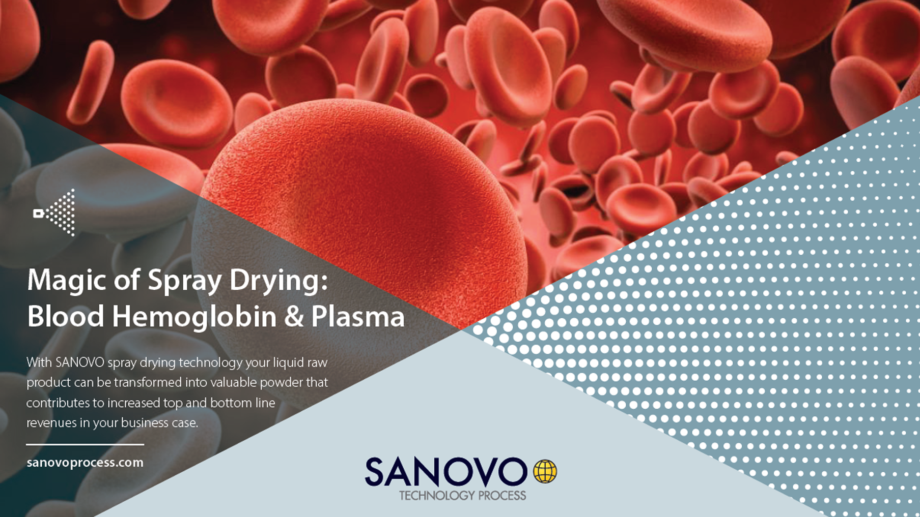 Application sheet on spray drying blood hemoglobin and plasma into high-value powder ingredients – SANOVO TECHNOLOGY PROCESS