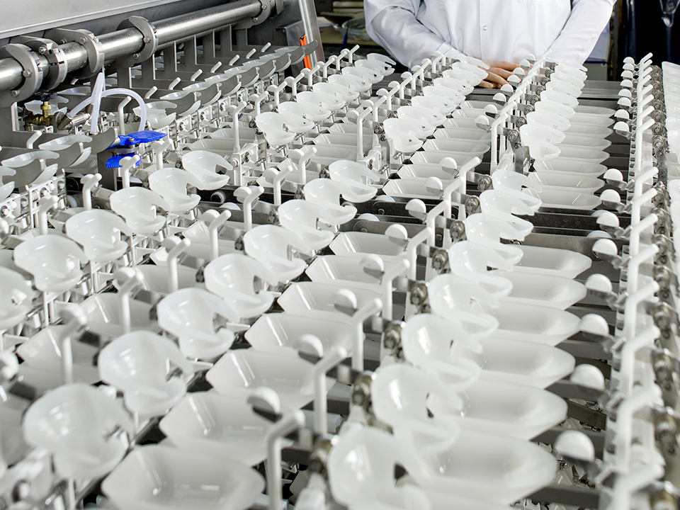 Egg cups in a SANOVO OptiBreaker for egg cracking and separation