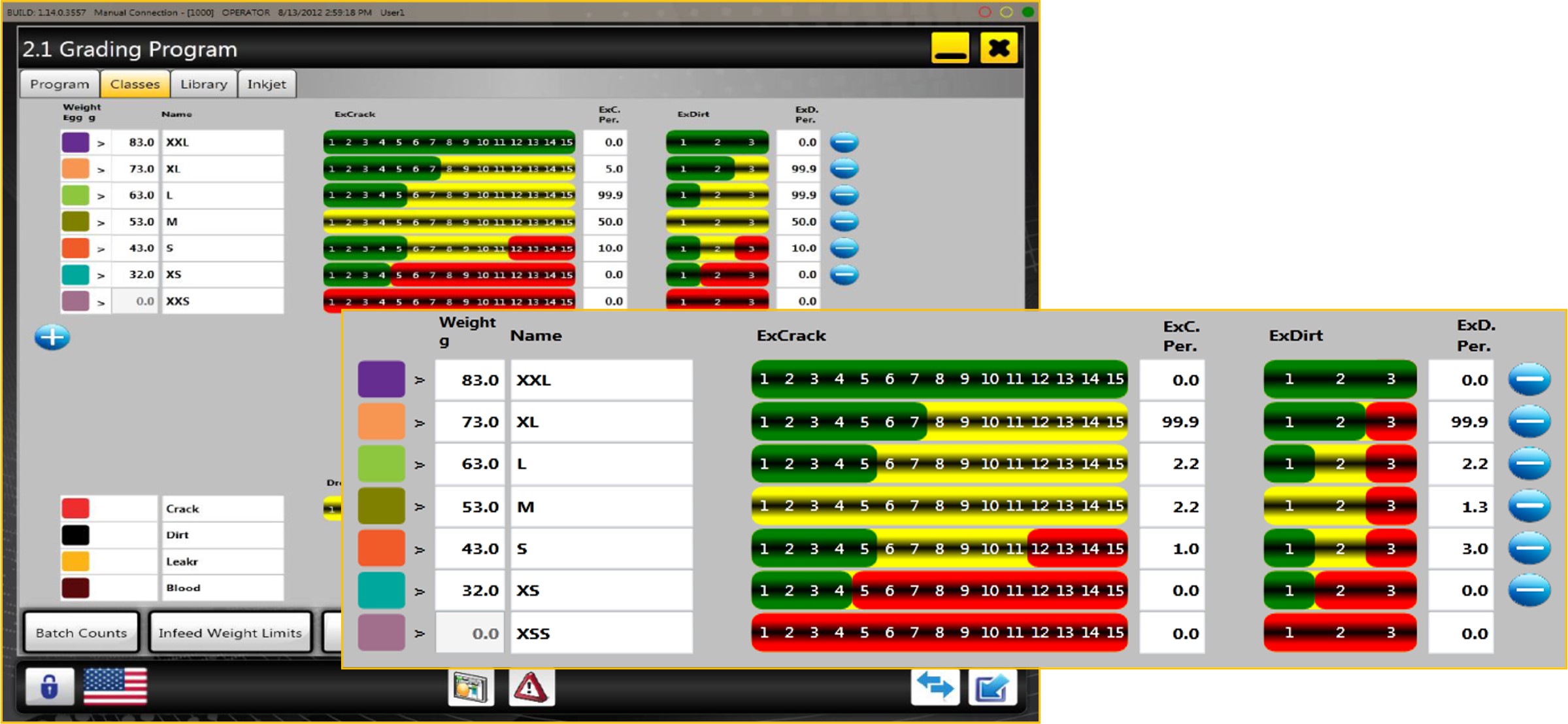 Interface showing rehabilitation settings for crack detection in the VisionAI system.