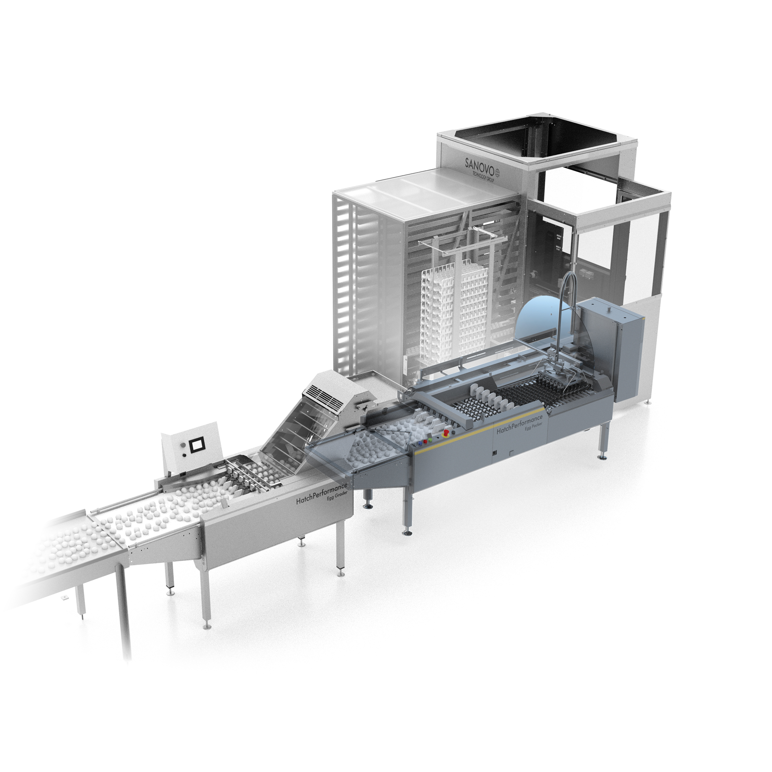 SANOVO HatchPerformance hatchery egg handling system.