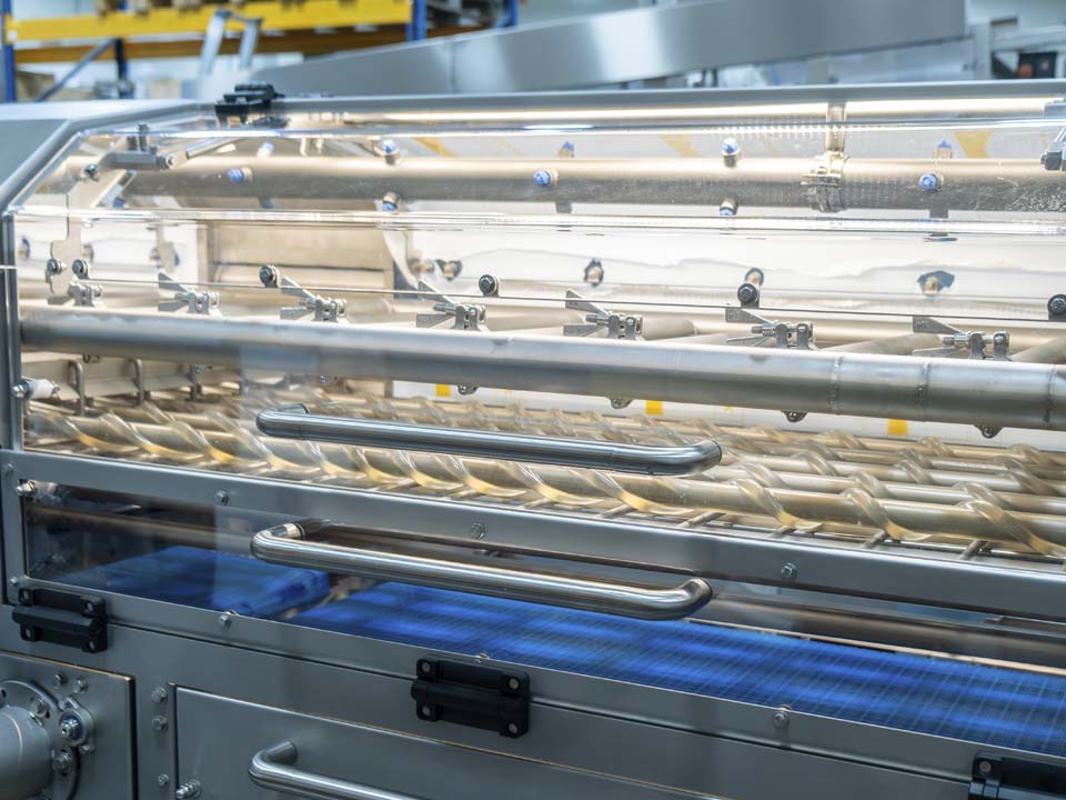 Close-up of SANOVO Cook2Peel Pro Peeler peeling rollers designed for gentle and consistent egg shell removal.