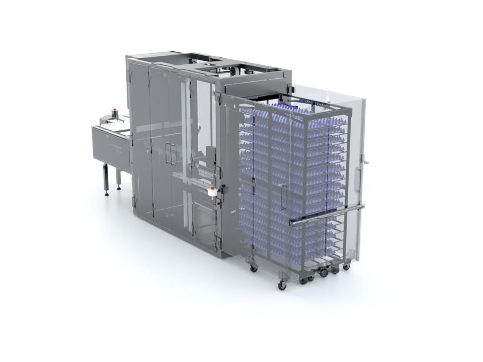Trolley Loader & Unloader by RAME-HART for egg-cultured vaccine production.