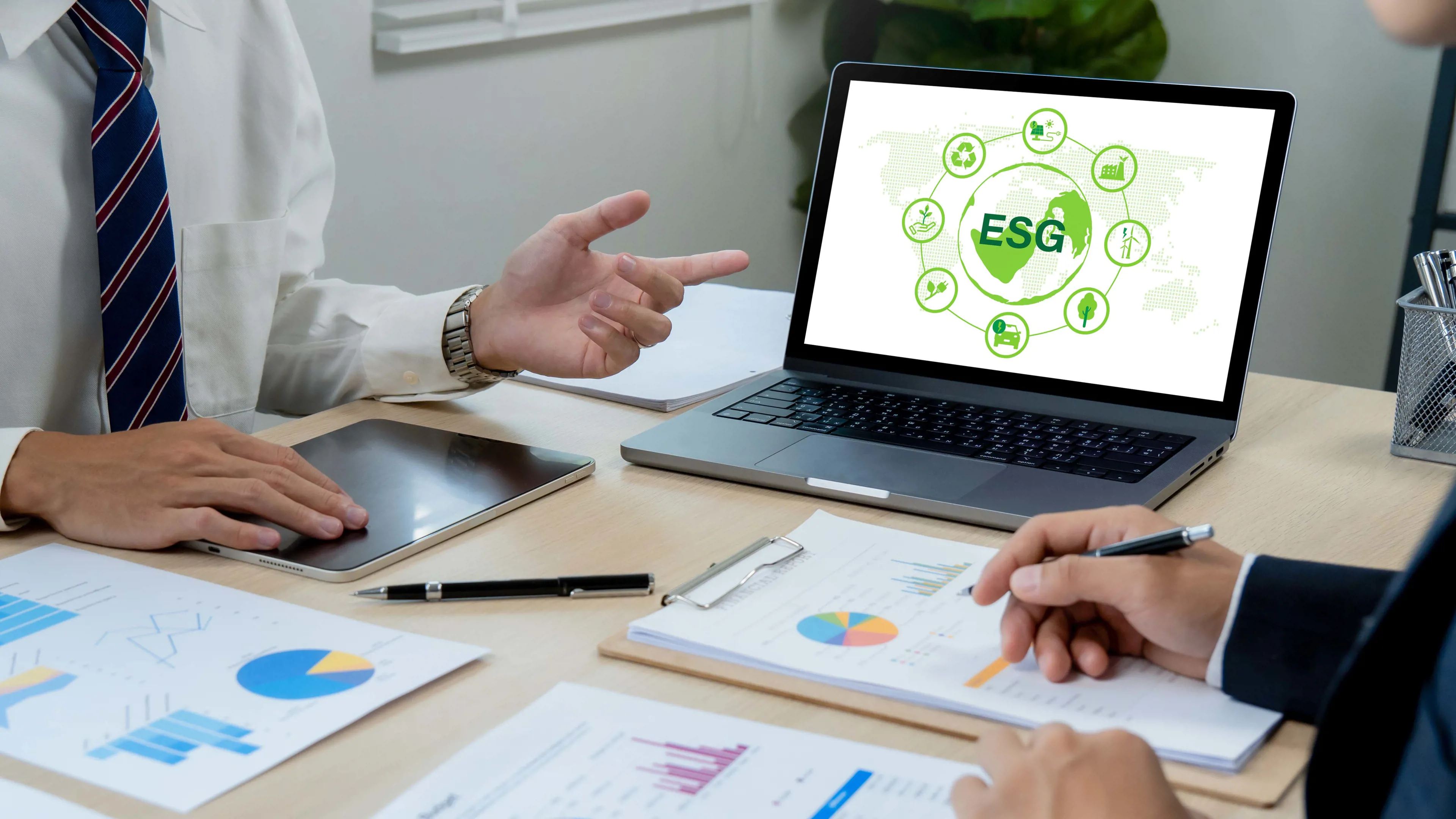 Laptop screen displaying ESG Report