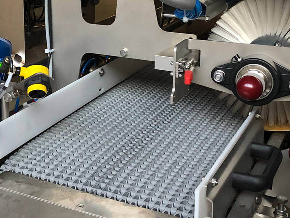 Dirty egg removal system on a SANOVO egg grader machine. 