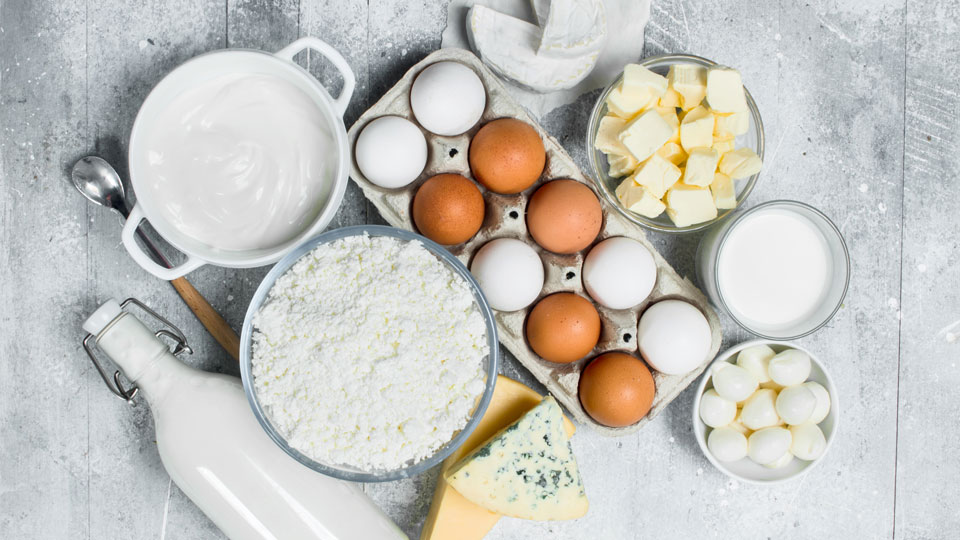 Dairy and egg ingredients used for spray drying into shelf-stable food powders.