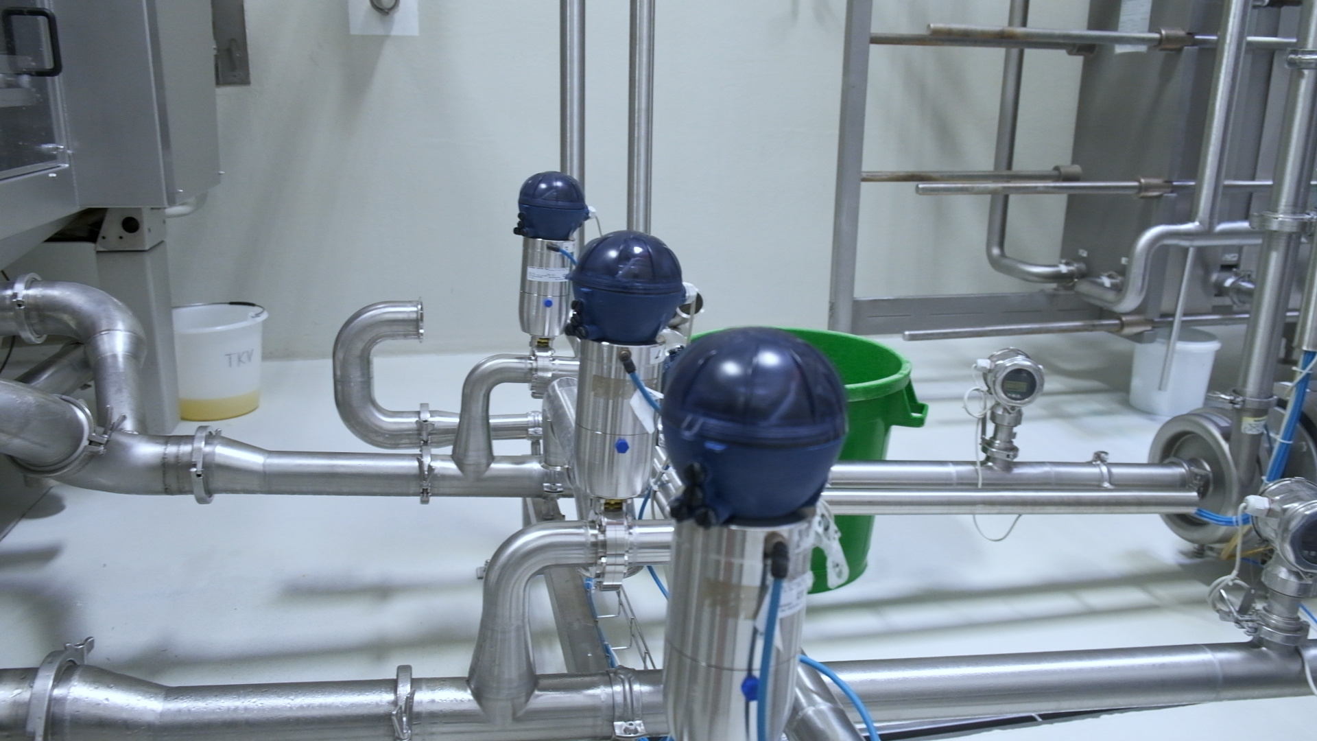 Real life image of the SANOVO Liquid Egg Receiving Units for precision flow control for liquid egg processing.