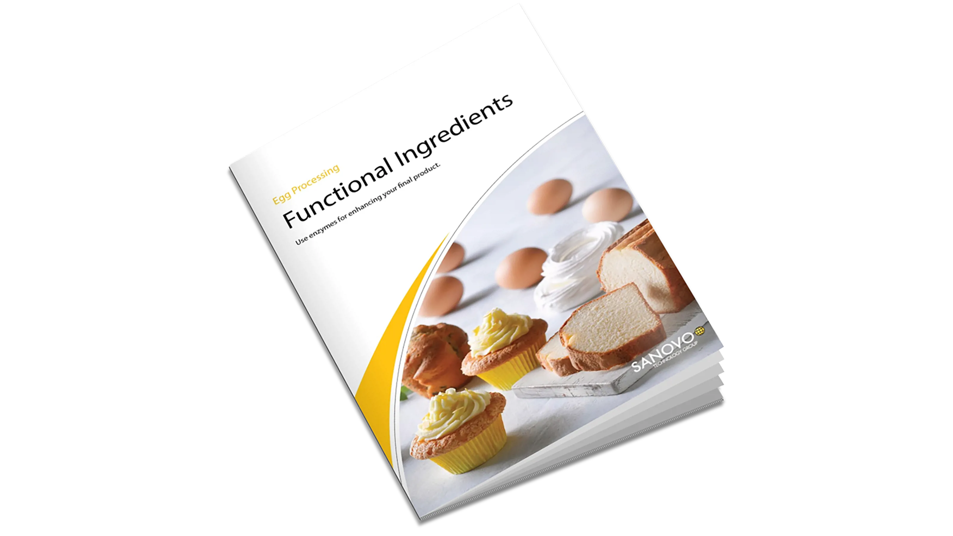 Functional Ingredients brochure on egg processing enzymes, offered by SANOVO PROCESS SOLUTIONS.