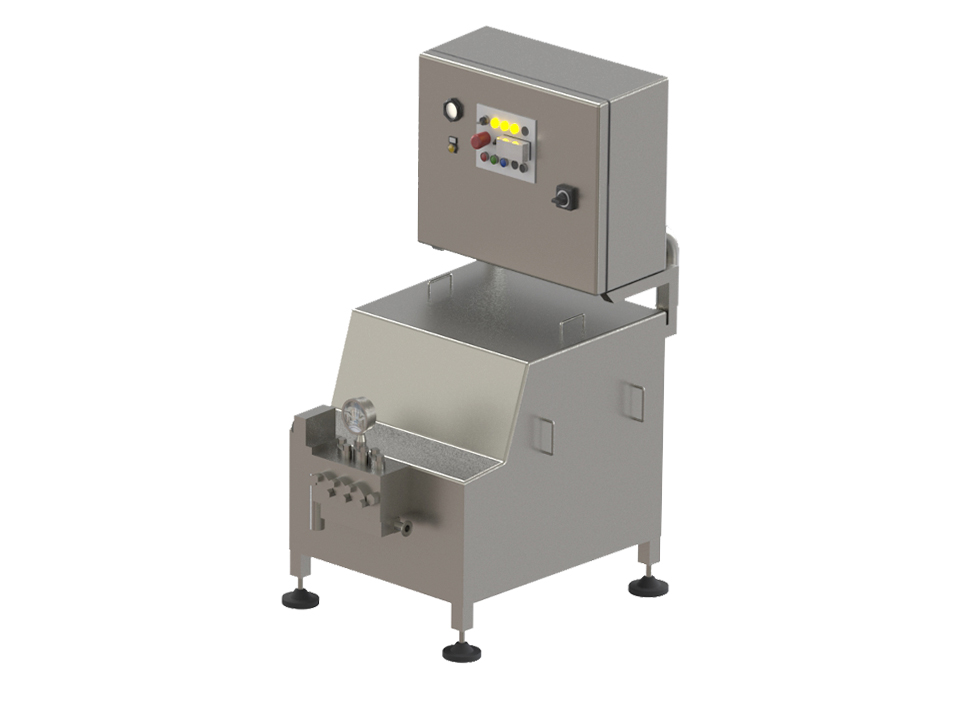 Homogenizer used to prepare liquid egg for higher temperatures in egg pasteurizers.
