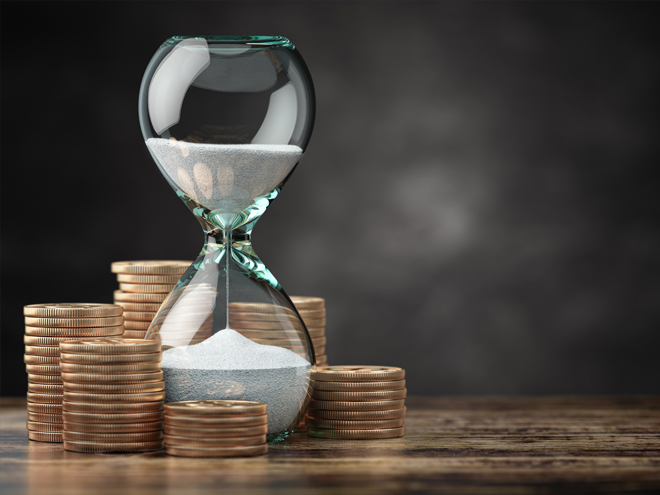 Hour glass representing payback time.