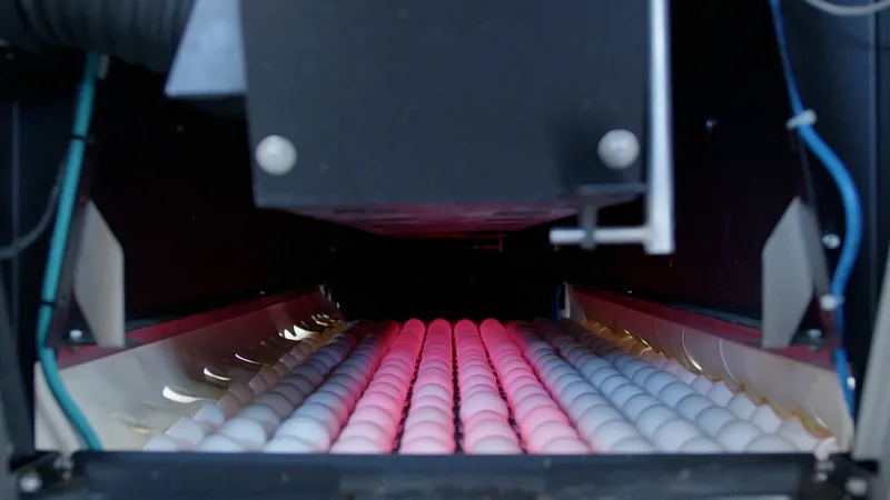 VisionAI cameras used for vision weighing of eggs.