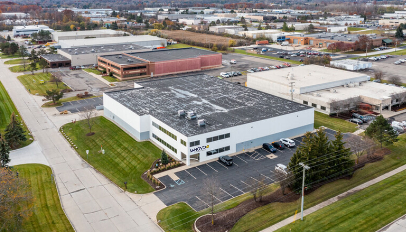 Aerial view of SANOVO TECHNOLOGY USA office, a leading supplier of egg processing equipment.