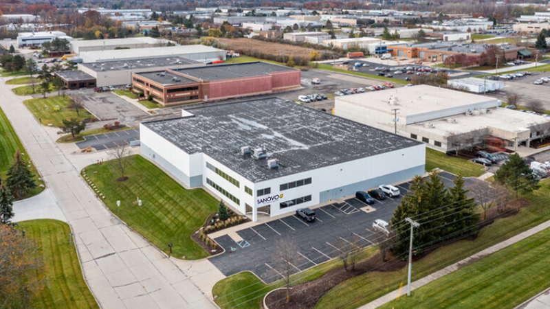 Aerial view of SANOVO TECHNOLOGY USA office, a leading supplier of egg processing equipment.