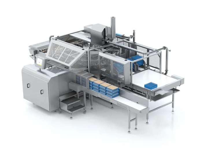 SANOVO OptiLoader Plus 18 loading system for high-capacity off-line egg breaking operations.
