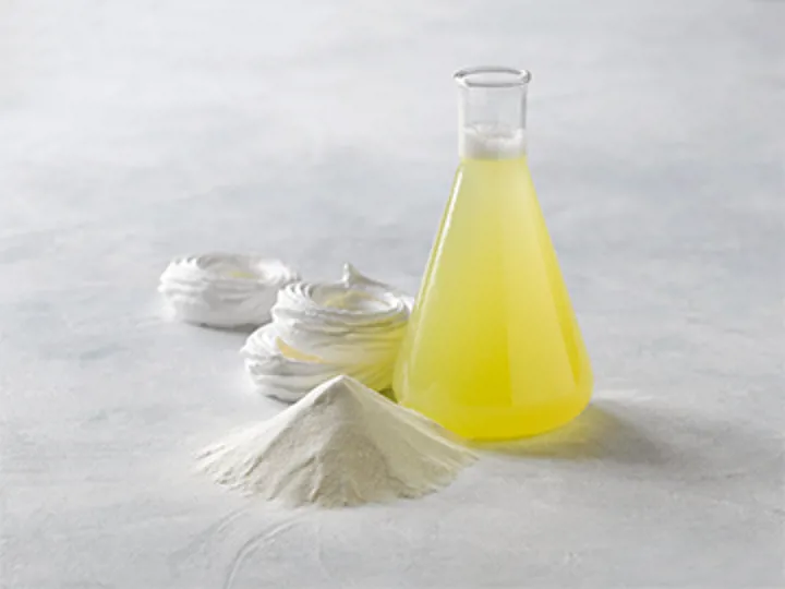 Egg white liquid, powder, and whipped products showing desugaring by SANOVO PROCESS SOLUTIONS.