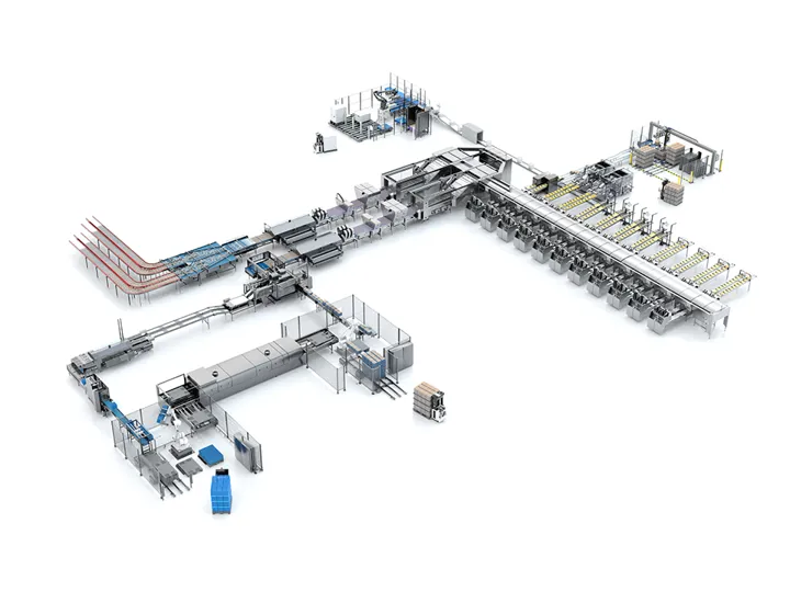 A SANOVO large-scale egg grading and packing station layout showing high-capacity automation for egg production.