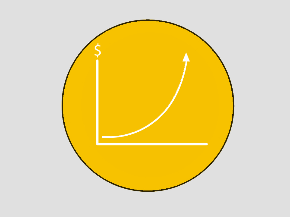 Upward curve icon symbolizing growth and added value.