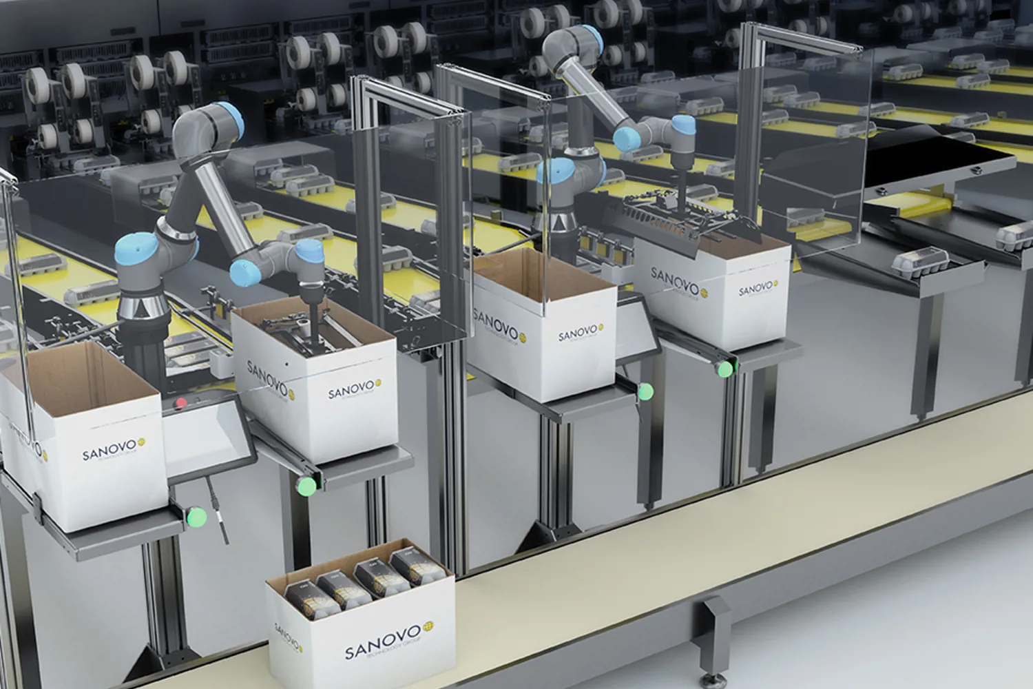 Fishbach Case Packer Compact and Flexible Case Packer CoFlex for Egg Packing Automation ...