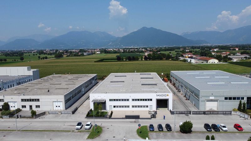 Aerial view of SANOVO TECHNOLOGY Italy office, a leading supplier of egg processing equipment.